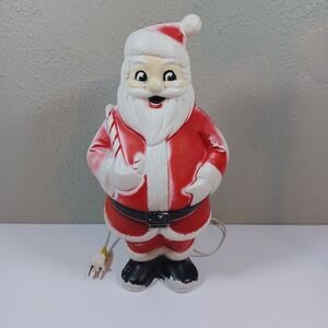 RARE  Lidco 1960's Vintage Blow Mold Santa With Candy Cane 13-1/2" Works Great!